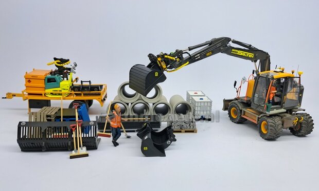 Slotenbak 56.5 mm breed  ZWART MATT gespoten t.b.v. S60 KOPPELING (o.a. Engcon draaikantelstuk met S60 koppeling, Volvo EWR150 &amp; Atlas  160W mobiele kranen van AT) 1:32  