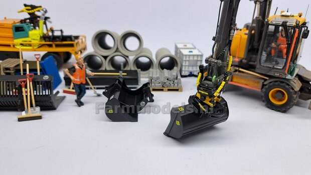 Slotenbak 56.5 mm breed RESIN Blank geleverd t.b.v. S60 KOPPELING (o.a. Engcon draaikantelstuk met S60 koppeling, Volvo EWR150 &amp; Atlas  160W mobiele kranen van AT) 1:32  