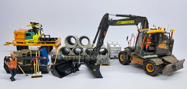 Slotenbak 56.5 mm breed RESIN Blank geleverd t.b.v. S60 KOPPELING (o.a. Engcon draaikantelstuk met S60 koppeling, Volvo EWR150 &amp; Atlas  160W mobiele kranen van AT) 1:32  