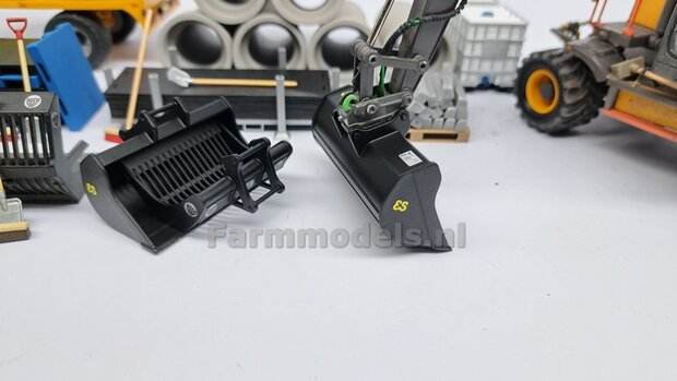 Slotenbak 56.5 mm breed RESIN Blank geleverd t.b.v. S60 KOPPELING (o.a. Engcon draaikantelstuk met S60 koppeling, Volvo EWR150 &amp; Atlas  160W mobiele kranen van AT) 1:32  