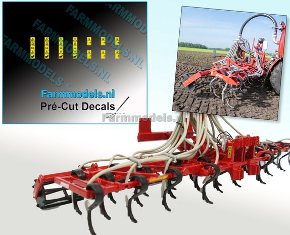 EVERS Freiberger gevarenstickers tbv bijv. Evers Freiberger Bouwlandinjecteur, op fel gele folie, Pr&eacute;-Cut Decal stickersets 1:32