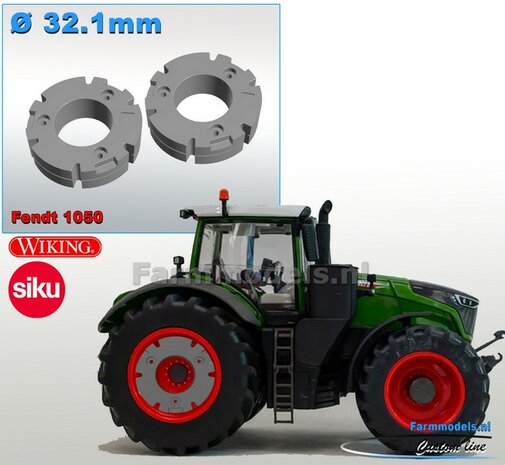 &Oslash; 32.1 mm: 2x Wielgewicht Meteriaal: RESIN BLANK geleverd, geschikt voor de velgen van de originele FENDT 1050 van Wiking &amp; Siku 1:32                        