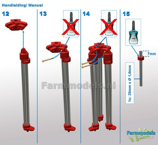 BOUWKIT: STATIEF 3-POOT ALUMINIUM met RESIN onderdelen ZWART Gespoten geleverd , geschikt voor plaatsing o.a. Topcon laserzenders  1:32                