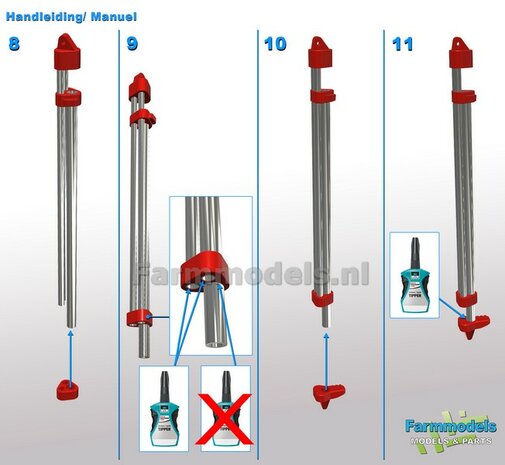 BOUWKIT: STATIEF 3-POOT ALUMINIUM met RESIN onderdelen ROOD Gespoten geleverd , geschikt voor plaatsing o.a. Topcon laserzenders  1:32                