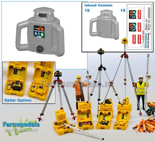 TOPCON RL-H5B Roterende Laser  RESIN onderdeel BLANK geleverd +  Pr&eacute;-Cut Decal stickerset geschikt voor plaatsing op 3-Poot/ Statief Farmmodels  1:32                