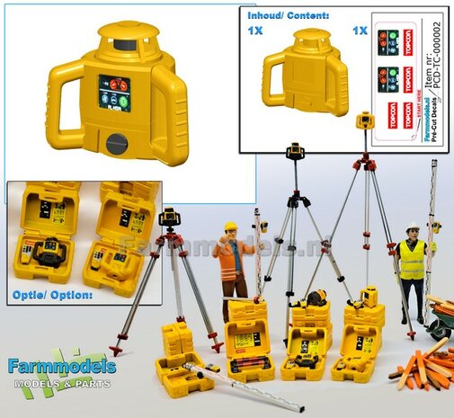 TOPCON RL-H5B Roterende Laser  RESIN onderdeel TOPCON GEEL Gespoten geleverd +  Pr&eacute;-Cut Decal stickerset geschikt voor plaatsing op 3-Poot/ Statief Farmmodels  1:32                