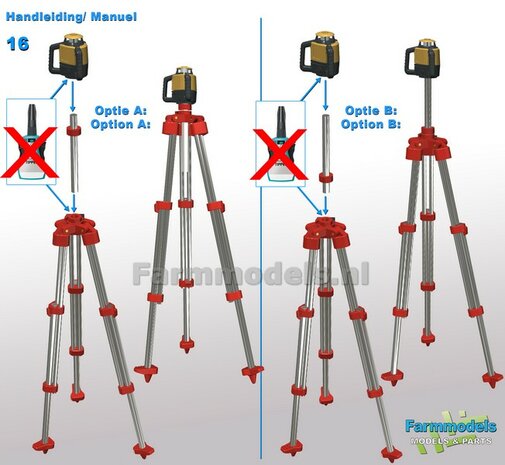 TOPCON RL-HV2S Dubbel Afschot Laser RESIN onderdelen TOPCON GEEL + BRUIN GRIJS Gespoten geleverd +  Pr&eacute;-Cut Decal stickerset geschikt voor plaatsing op 3-Poot/ Statief  1:32                