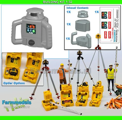 TOPCON RL-HV2S Dubbel Afschot Laser  RESIN onderdelen BLANK geleverd +  Pr&eacute;-Cut Decal stickerset geschikt voor plaatsing op 3-Poot/ Statief Farmmodels  1:32                