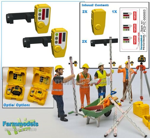 2x TOPCON LS-80X Hand Ontvangers met 2x KLEM/ STEUN  RESIN onderdelen TOPCON GEEL + ZWART Gespoten geleverd +  Pr&eacute;-Cut Decal stickerset  Farmmodels  1:32                