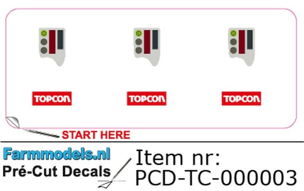 2x TOPCON LS-80X Hand Ontvangers met 2x KLEM/ STEUN  RESIN onderdelen TOPCON GEEL + ZWART Gespoten geleverd +  Pr&eacute;-Cut Decal stickerset  Farmmodels  1:32                