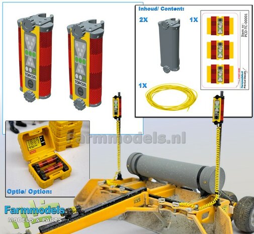 2x TOPCON LS-B200 Machine Ontvanger + gele stroomdraad t.b.v. montage op &Oslash;2mm pijp  RESIN onderdelen BLANK geleverd +  Pr&eacute;-Cut Decal stickerset   1:32                