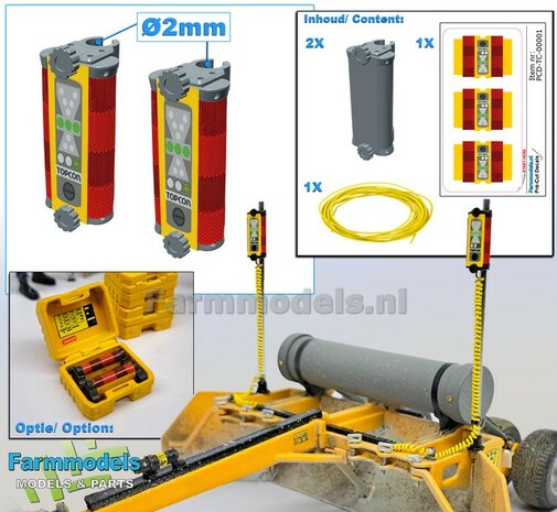 2x TOPCON LS-B200 Machine Ontvanger + gele stroomdraad t.b.v. montage op &Oslash;2mm pijp  RESIN onderdelen BLANK geleverd +  Pr&eacute;-Cut Decal stickerset   1:32                