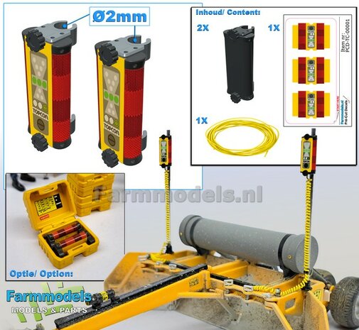 2x TOPCON LS-B200 Machine Ontvanger + gele stroomdraad  RESIN onderdelen TOPCON BRUIN/ GRIJS Gespoten geleverd +  Pr&eacute;-Cut Decal stickerset   1:32                