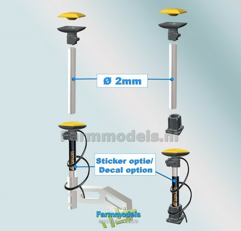 2x TOPCON X-53i Machine Ontvangers + zwarte stroomdraad  RESIN onderdelen TOPCON BRUIN/ GRIJS &amp; GEEL Gespoten geleverd  1:32                