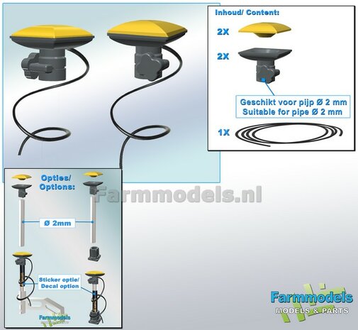 2x TOPCON X-53i Machine Ontvangers + zwarte stroomdraad  RESIN onderdelen TOPCON BRUIN/ GRIJS &amp; GEEL Gespoten geleverd  1:32                