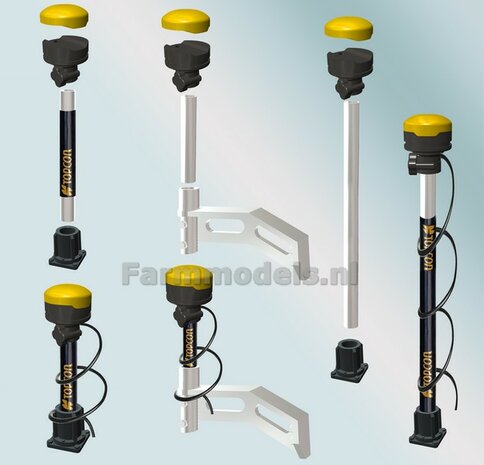 2x TOPCON GPS GR-i3 Machine Ontvangers + 20 cm zwarte stroomdraad  RESIN onderdelen BLANK geleverd  1:32                