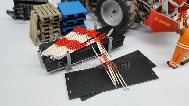 6x JALON STOKKEN ROOD/ WIT/ ROOD/ WIT met &quot;stalen&quot; punt  &Oslash; 1mm x 65mm (1:1 = 2.10 mtr) Handgemaakt 1:32  