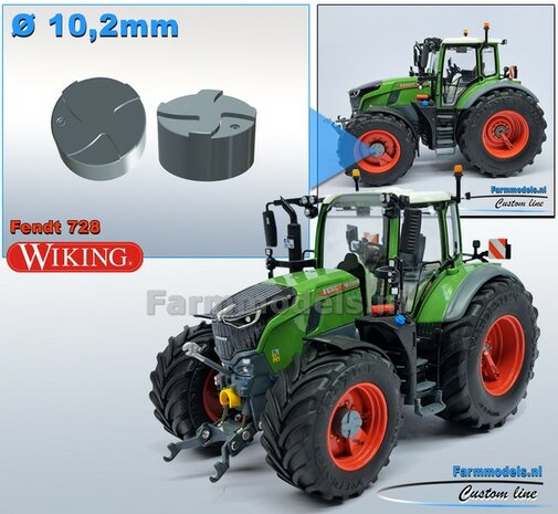 2x Eindvertragingen/ Planeetkappen &Oslash; 10.2 mm RESIN FENDT 728&nbsp;LICHT GRIJS&nbsp;Gespoten geleverd 1:32 