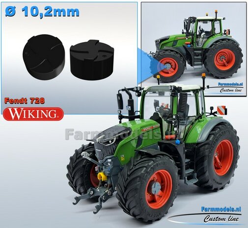 2x Eindvertragingen/ Planeetkappen &Oslash; 10.2 mm RESIN ZWART GLANS&nbsp;Gespoten geleverd 1:32 