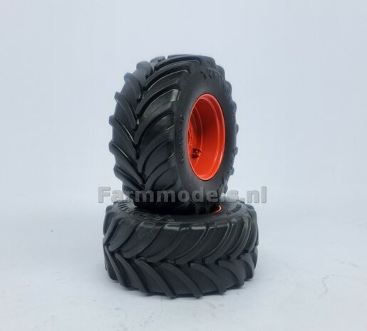 &Oslash; 67.7 x 31.2 mm: FENDT 728: 2x Vredestein Banden met RESIN velgen FENDT TERRA RED Gespoten geleverd  1:32   Farmmodels Premium Line Series 