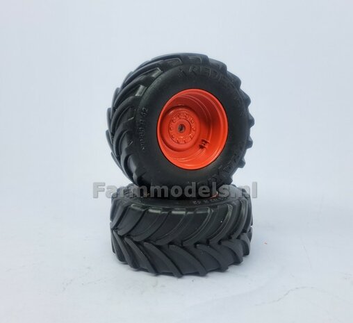 &Oslash; 67.7 x 31.2 mm: FENDT 728: 2x Vredestein Banden met RESIN velgen FENDT TERRA RED Gespoten geleverd  1:32   Farmmodels Premium Line Series 