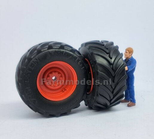&Oslash; 67.7 x 31.2 mm: FENDT 728: 2x Vredestein Banden met RESIN velgen FENDT TERRA RED Gespoten geleverd  1:32   Farmmodels Premium Line Series 