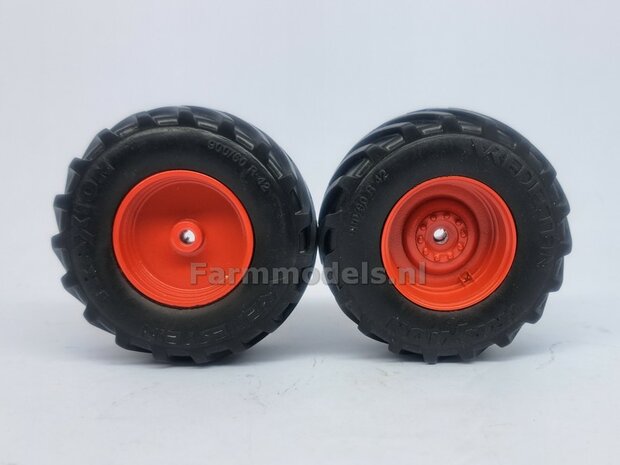 &Oslash; 67.7 x 31.2 mm: FENDT 728: 2x Vredestein Banden met RESIN velgen FENDT TERRA RED Gespoten geleverd  1:32   Farmmodels Premium Line Series 