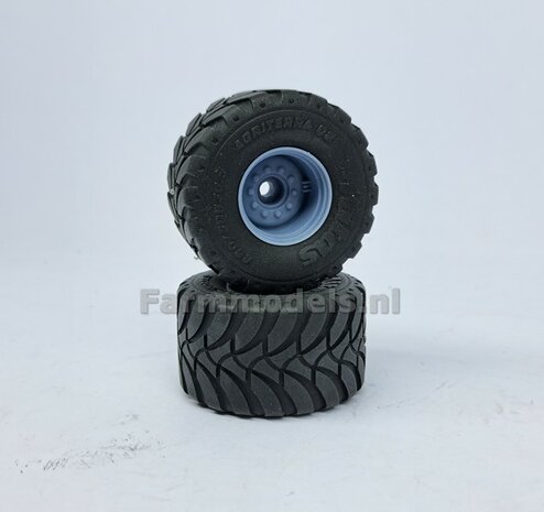 &Oslash; 51.7 mm: 2x Mitas Agriterra 02 Banden met RESIN velgen BLANK Geleverd  1:32   Farmmodels Premium Line Series 