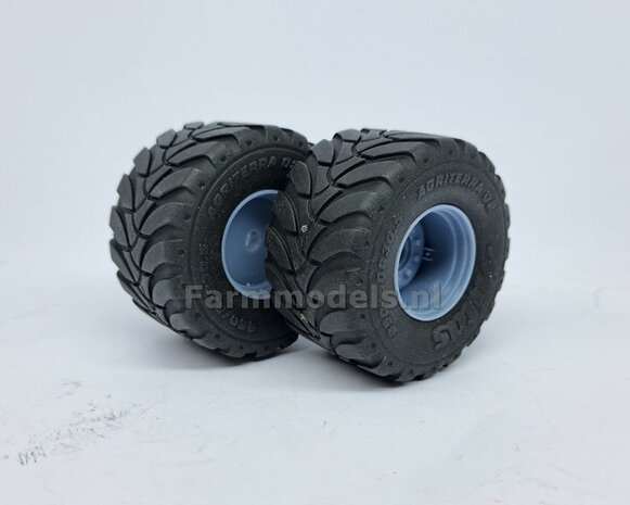 &Oslash; 51.7 mm: 2x Mitas Agriterra 02 Banden met RESIN velgen BLANK Geleverd  1:32   Farmmodels Premium Line Series 