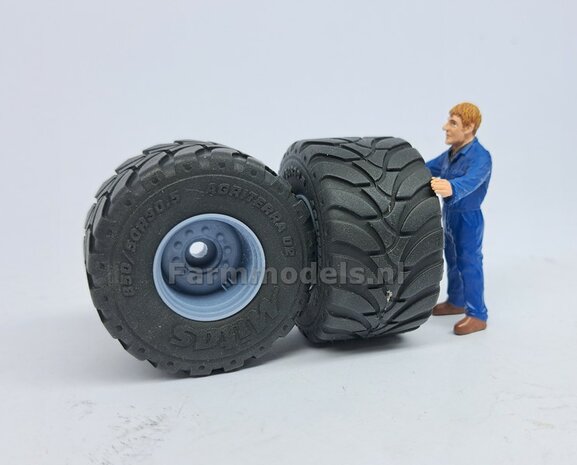 &Oslash; 51.7 mm: 2x Mitas Agriterra 02 Banden met RESIN velgen BLANK Geleverd  1:32   Farmmodels Premium Line Series 