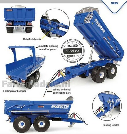 BLUE VERSION Joskin Trans-KTP 22/50 LIM. ED. 1000st. Tandem-as kipper 1:32 UH6818    LEVERBAAR  EIND JULI/AVAILABLE END OF JULY