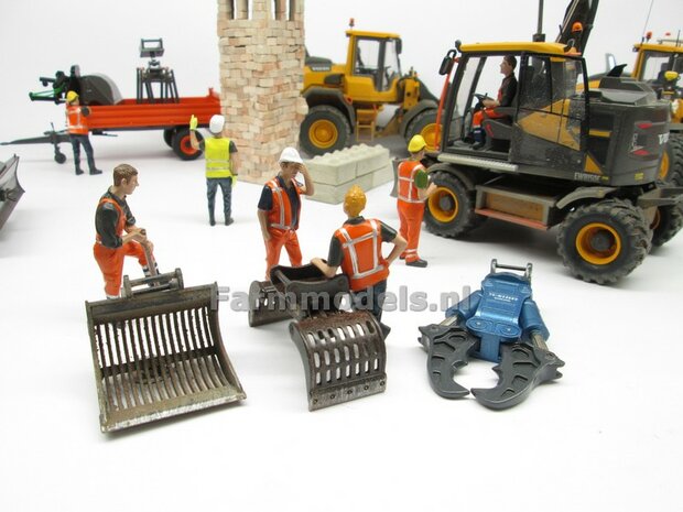 BOUWKIT: Crusher BLAUW/ GRIJS OKADA TS W2200V inclusief SNELWISSELKOP S6/ S60 RESIN, BLANK Geleverd 1:32