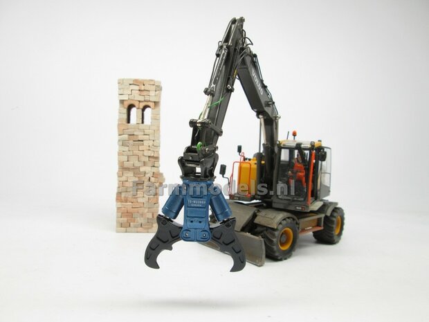 BOUWKIT: Crusher BLAUW/ GRIJS OKADA TS W2200V inclusief SNELWISSELKOP S6/ S60 RESIN, BLANK Geleverd 1:32