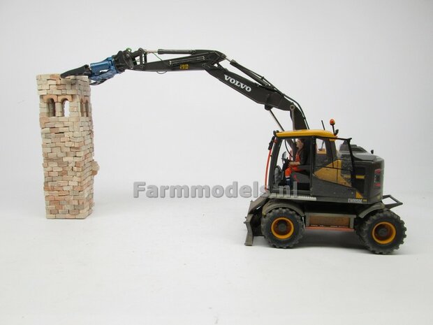 BOUWKIT: Crusher BLAUW/ GRIJS OKADA TS W2200V inclusief SNELWISSELKOP S6/ S60 RESIN, BLANK Geleverd 1:32