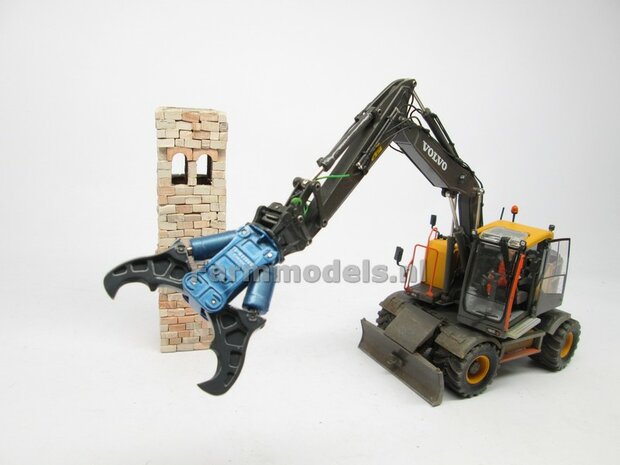 BOUWKIT: Crusher BLAUW/ GRIJS OKADA TS W2200V inclusief SNELWISSELKOP S6/ S60 RESIN, BLANK Geleverd 1:32
