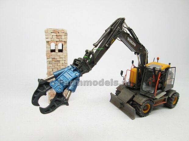 BOUWKIT: Crusher BLAUW/ GRIJS OKADA TS W2200V inclusief SNELWISSELKOP S6/ S60 RESIN, BLANK Geleverd 1:32