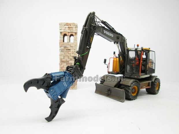 BOUWKIT: Crusher BLAUW/ GRIJS OKADA TS W2200V inclusief SNELWISSELKOP S6/ S60 RESIN, BLANK Geleverd 1:32