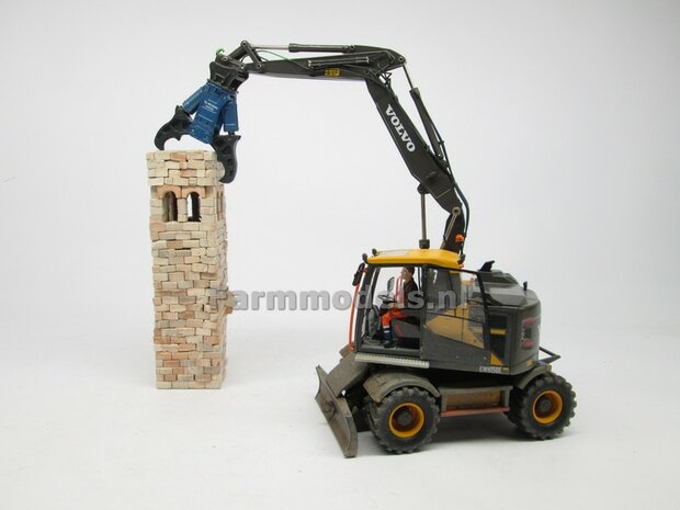 BOUWKIT: Crusher BLAUW/ GRIJS OKADA TS W2200V inclusief SNELWISSELKOP S6/ S60 RESIN, BLANK Geleverd 1:32