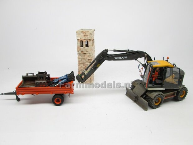 BOUWKIT: Crusher BLAUW/ GRIJS OKADA TS W2200V inclusief SNELWISSELKOP S6/ S60 RESIN, BLANK Geleverd 1:32