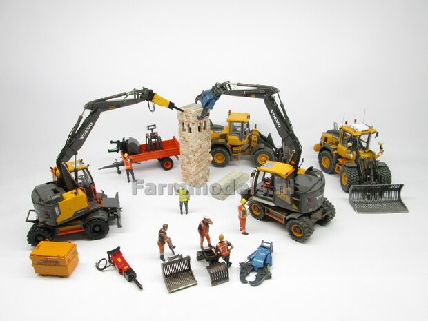 BOUWKIT: Crusher BLAUW/ GRIJS OKADA TS W2200V inclusief SNELWISSELKOP S6/ S60 RESIN, BLANK Geleverd 1:32