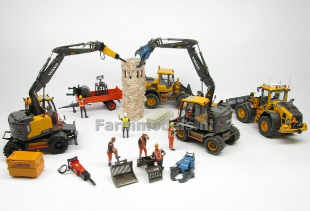 BOUWKIT: Crusher BLAUW/ GRIJS OKADA TS W2200V inclusief SNELWISSELKOP S6/ S60 RESIN, BLANK Geleverd 1:32