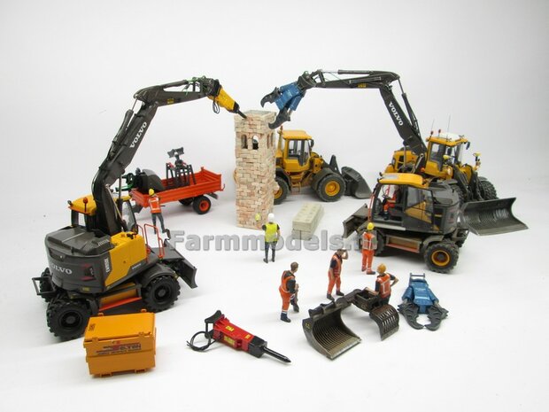 BOUWKIT: Crusher BLAUW/ GRIJS OKADA TS W2200V inclusief SNELWISSELKOP S6/ S60 RESIN, BLANK Geleverd 1:32