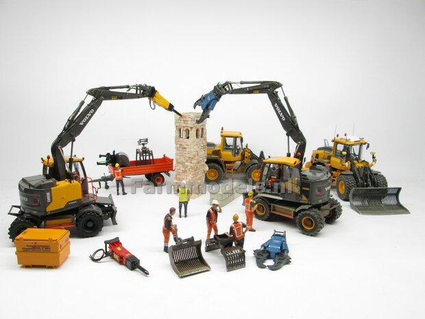 BOUWKIT: Crusher BLAUW/ GRIJS OKADA TS W2200V inclusief SNELWISSELKOP S6/ S60 RESIN, BLANK Geleverd 1:32