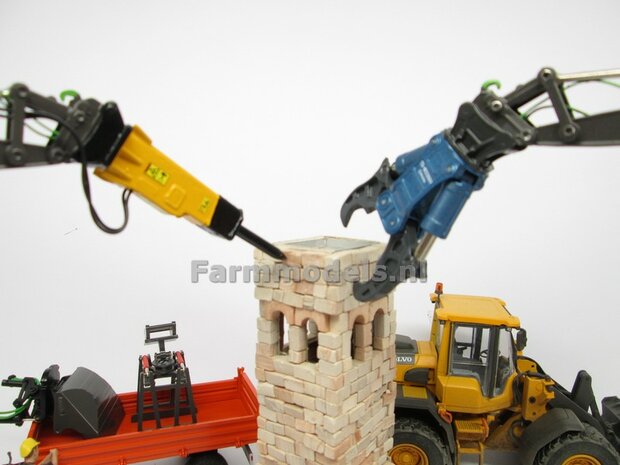 BOUWKIT: Crusher BLAUW/ GRIJS OKADA TS W2200V inclusief SNELWISSELKOP S70 RESIN, BLANK Geleverd 1:32