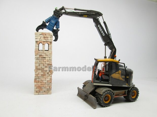 BOUWKIT: Crusher BLAUW/ GRIJS OKADA TS W2200V inclusief SNELWISSELKOP S70 RESIN, BLANK Geleverd 1:32