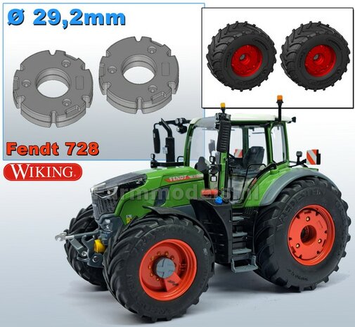 &Oslash;29.2 mm x 8.3 mm hoog: 2x FENDT 728 Wiking WIELGEWICHTEN voor Vredestein Traxion velgen  RESIN  BLANK Geleverd  1:32  