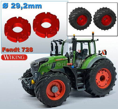 &Oslash;29.2 mm x 8.3 mm hoog: 2x FENDT 728 Wiking WIELGEWICHTEN voor Vredestein Traxion velgen. Materiaal:&nbsp;Resin FENDT TERRA-RED ROOD Gespoten geleverd &nbsp;1:32 