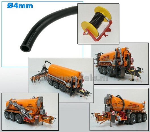 &Oslash; 4 mm x  25 cm: Zwarte Mest slang / leiding,  