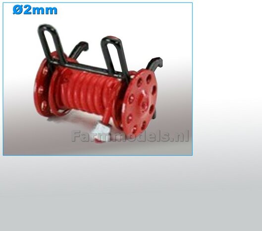 &Oslash;2mm:  Brandslanghaspel Slang haspel + slang Spuitplaats leiding, brandkraan etc. 1:32