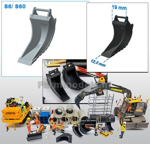 Banaanbak TAPS 12,5mm --&gt;19mm RESIN Blank geleverd t.b.v. S60 KOPPELING (o.a. Engcon met S60 koppeling, Volvo EWR150 &amp; Atlas 160W mobiele kranen van AT) 1:32  